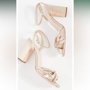 Loeffler Randall Metallic Rose Gold Block Heel Sandals